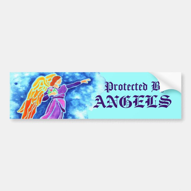 Protected By Angels Window Bumper Sticker (Front)