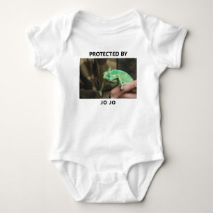 Protected By Chameleon Lizard Photo Funny Custom Baby Bodysuit