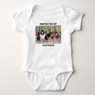 Protected By Chickens Photo Funny Personalised Baby Bodysuit