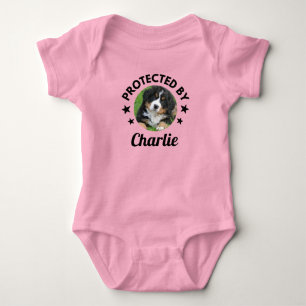 "Protected By" Custom Dog Name and Photo Baby Bodysuit