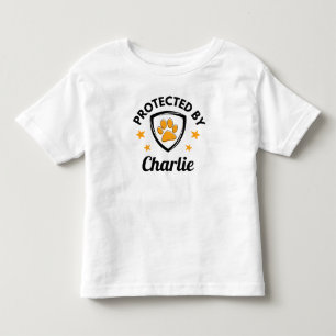  "Protected By" Custom Dog Name Cute Toddler T-Shirt