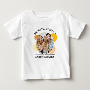 Protected by Dog Loved by Dad and Mo Personalised Baby T-Shirt