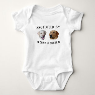 Protected By Dog Personalised Dogs Name Photo Baby Bodysuit