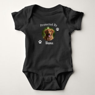 Protected By Dog Personalised Photo Baby Bodysuit