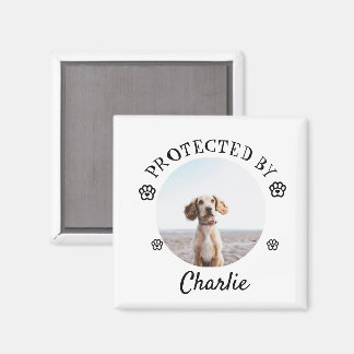 Protected By Dog Photo Paw Print Design Magnet