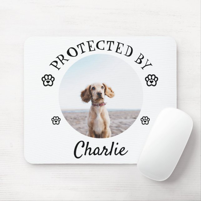 Protected By Dog Photo Paw Print Design Mouse Mat (With Mouse)