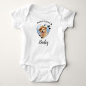 Protected By Dog Security Personalised Pet Photo Baby Bodysuit (Front)