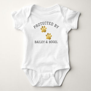 Protected by Dogs Name Shirt Baby Shower Newborn