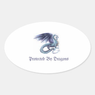 Protected by Dragons Oval Sticker
