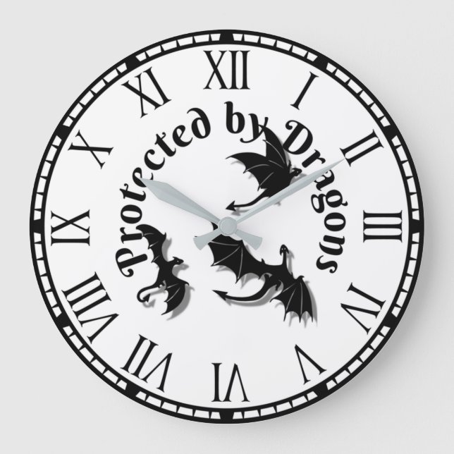 Protected by dragons warning large clock (Front)