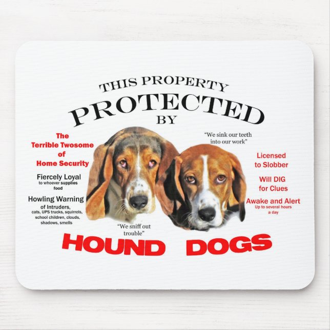 Protected by Hound Dogs Mouse Mat (Front)