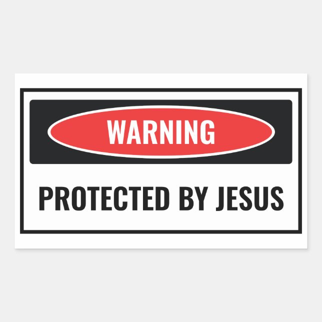 Protected by Jesus Rectangular Sticker (Front)