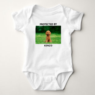 Protected By Pet Photo Funny Personalised Baby Bodysuit
