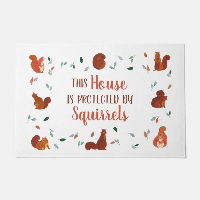 Protected by Squirrels funny Doormat (Front)