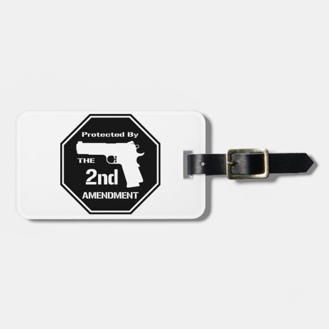 Protected By The Second Amendment (Black) Luggage Tag (Front Horizontal)