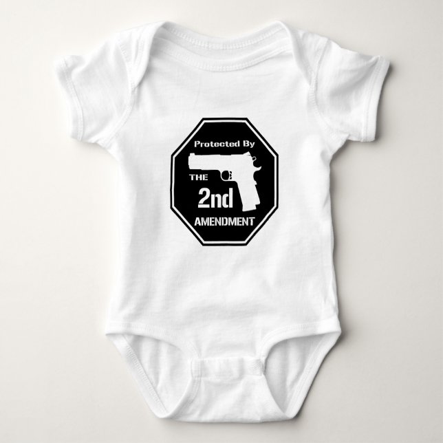 Protected By The Second Amendment (Black).png Baby Bodysuit (Front)