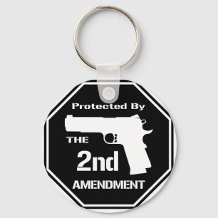 Protected By The Second Amendment (Black).png Key Ring