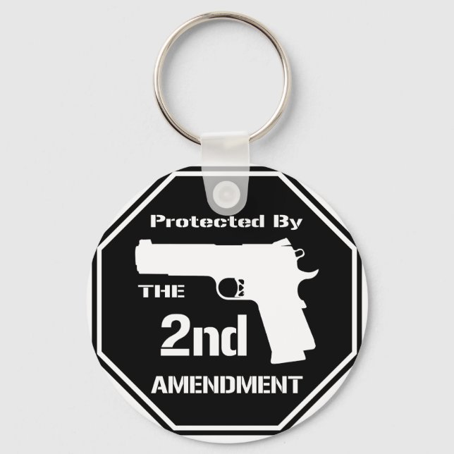 Protected By The Second Amendment (Black).png Key Ring (Front)
