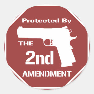 Protected By The Second Amendment (Red).png Classic Round Sticker