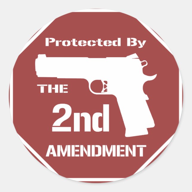 Protected By The Second Amendment (Red).png Classic Round Sticker (Front)