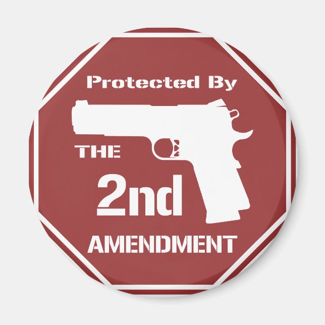 Protected By The Second Amendment (Red).png Magnet (Front)