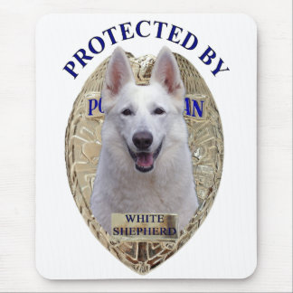 Protected By White Shepherd Mouse Mat