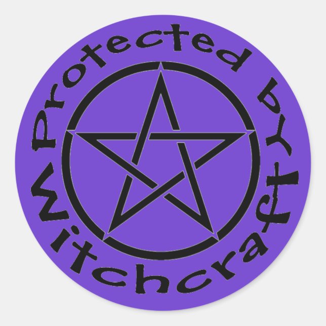 Protected by Witchcraft Pentacle Stickers Labels (Front)