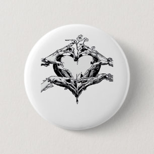 Protecting A Heart  - Skeleton Hand Heart 6 Cm Round Badge