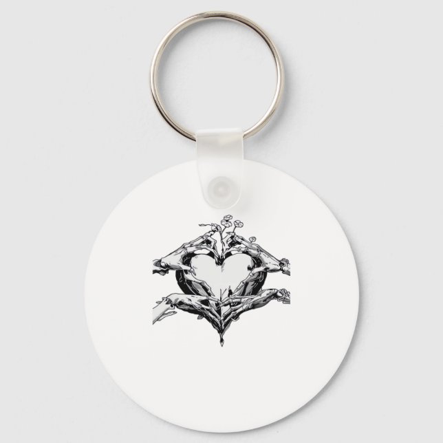 Protecting A Heart  - Skeleton Hand Heart Key Ring (Front)