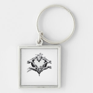 Protecting A Heart - Skeleton Hand Heart Key Ring