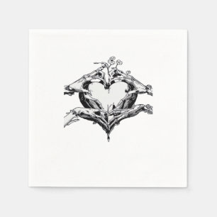 Protecting A Heart  - Skeleton Hand Heart Napkin