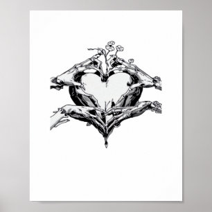 Protecting A Heart - Skeleton Hand Heart Poster