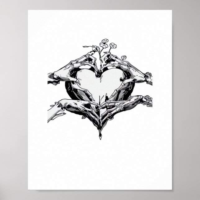 Protecting A Heart  - Skeleton Hand Heart Poster (Front)