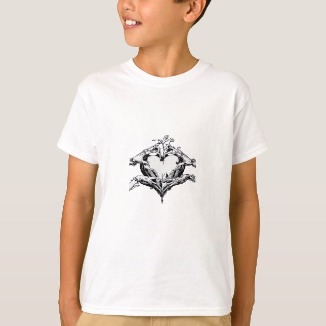 Protecting A Heart  - Skeleton Hand Heart T-Shirt (Front)
