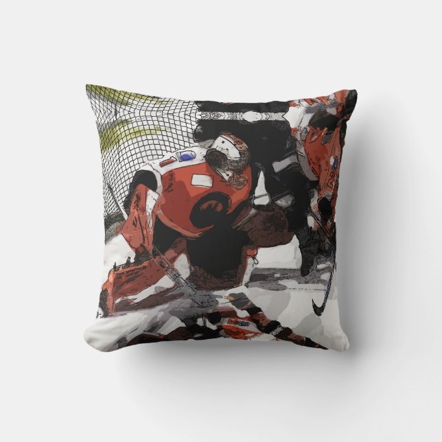 Protecting The Net-Ice Hockey   Cushion (Front)