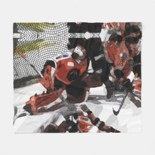 Protecting The Net-Ice Hockey Fleece Blanket