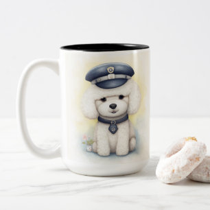 Protecting the Pack...Poodle Officer on the Job Two-Tone Coffee Mug