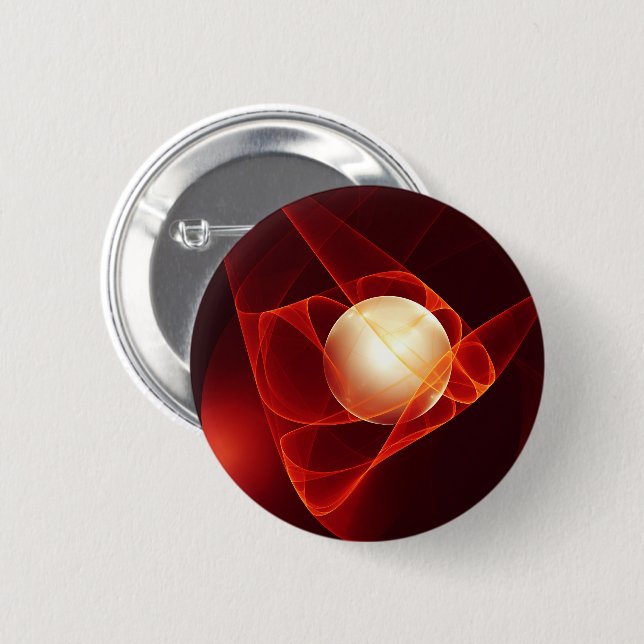 Protecting You, Modern Abstract Red Fractal Art 6 Cm Round Badge (Front & Back)