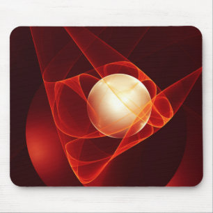 Protecting You, Modern Abstract Red Fractal Art Mouse Mat