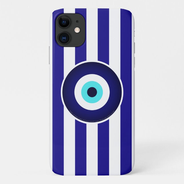 Protection from Evil Eye (Greek flag stripes) Case-Mate iPhone Case (Back)