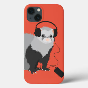 Protective Big Headphones Funny Music Lover Ferret iPhone 13 Case