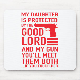 Protective Daddy Funny Dad Of Girl Tee  Mouse Mat