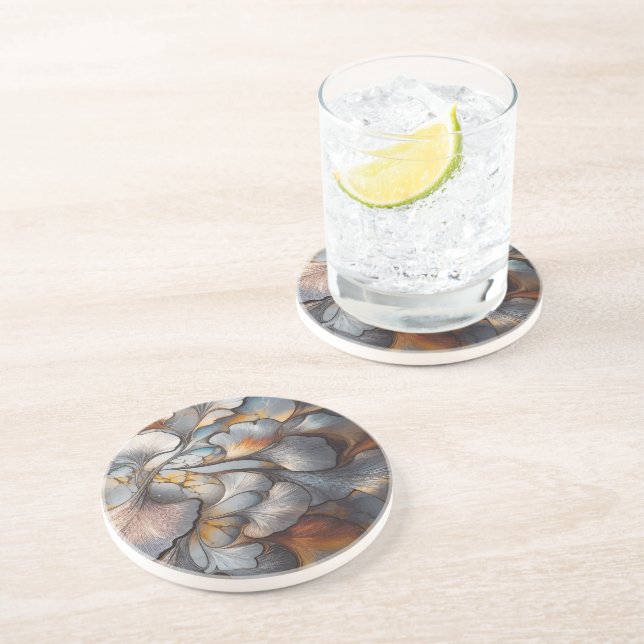Protective Print Ginkgo Leaf Pattern Scratche  Coaster (Side)