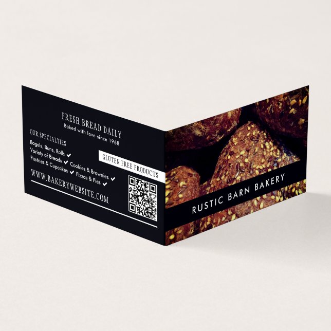Protein Bread Rolls, Bakers, Bakery Store Detailed Business Card (Outside)