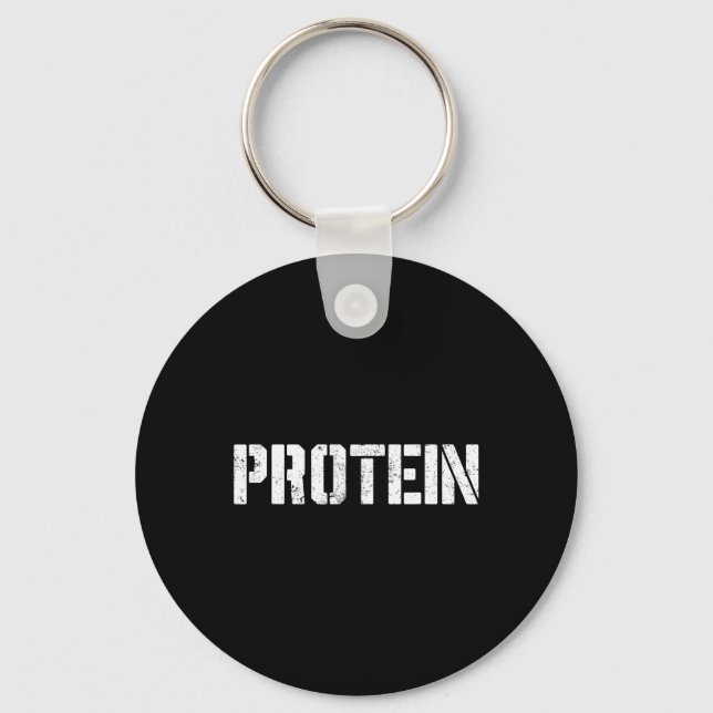 Protein Lover Humour Tee Funny Gym Weightlifting B Key Ring (Front)