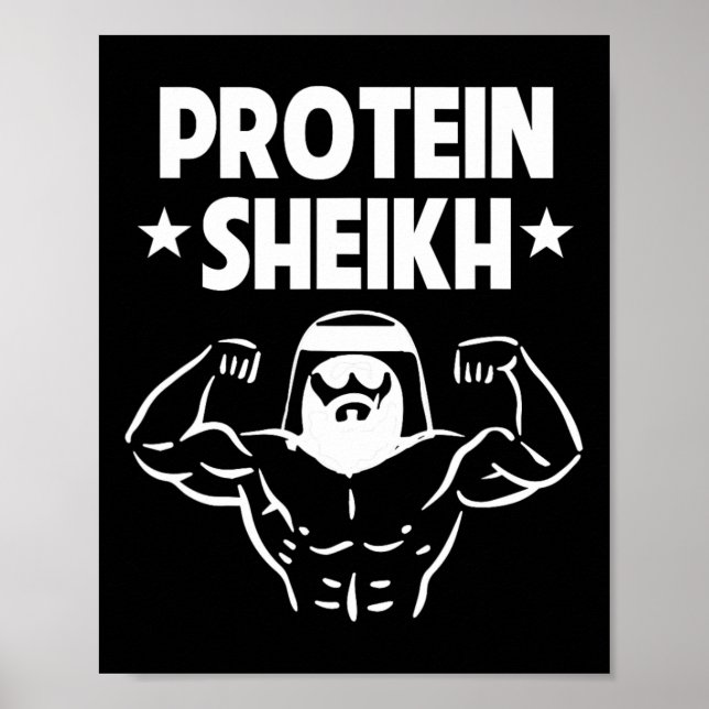 Protein Sheikh Funny Arabic Gym Fitness Lover Body Poster (Front)