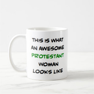 protestant woman, awesome coffee mug
