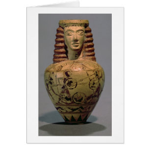Proto-Corinthian aryballos with a human head, deco