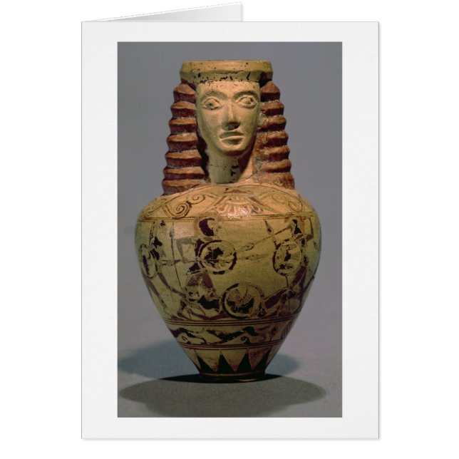 Proto-Corinthian aryballos with a human head, deco (Front)