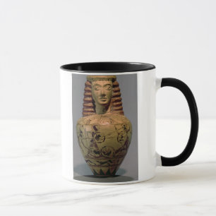 Proto-Corinthian aryballos with a human head, deco Mug